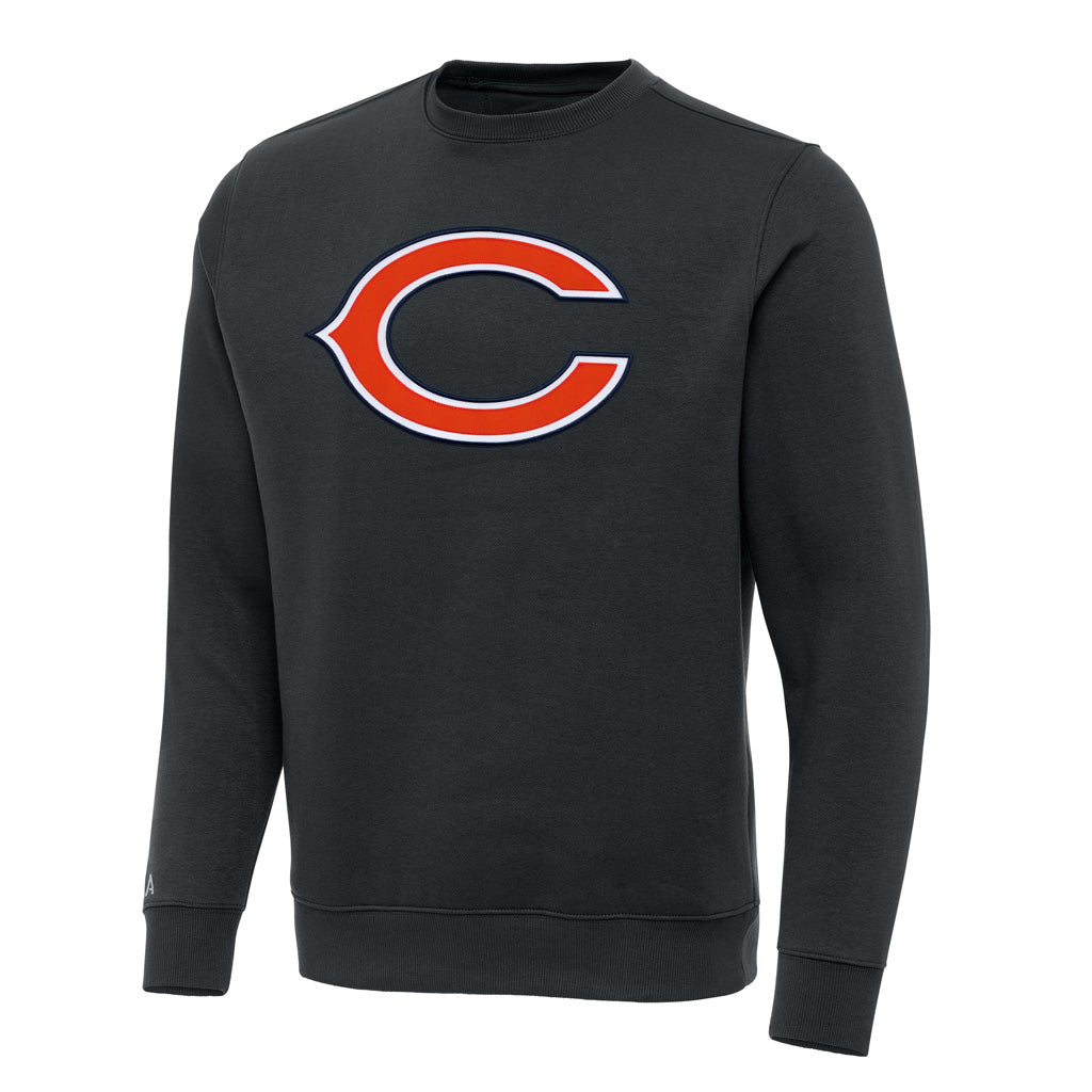 NFL Chicago Bears Antigua Full Front Victory Crewneck Sweater - Charcoal