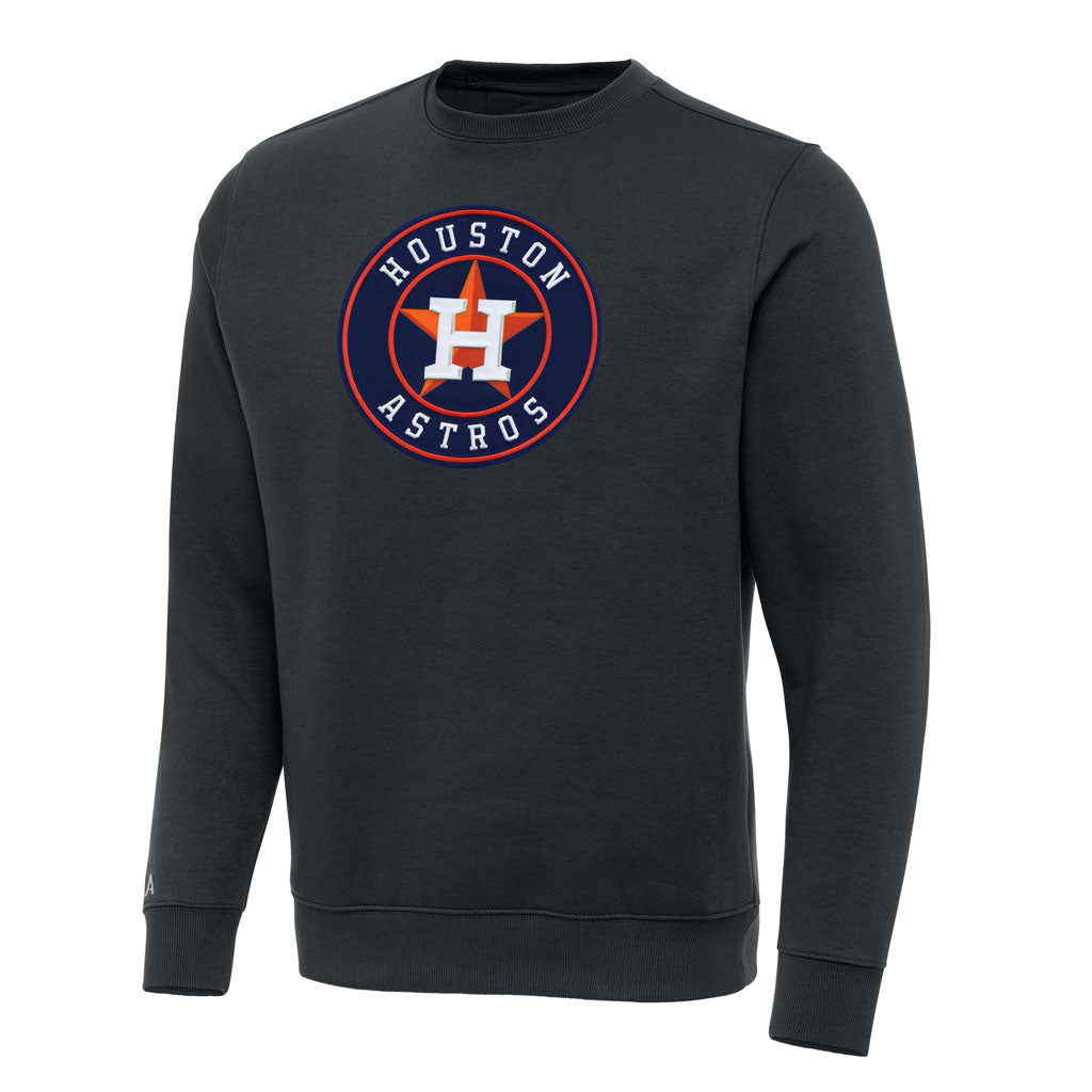 MLB Houston Astros Antigua Full Front Victory Crewneck Sweater - Charcoal