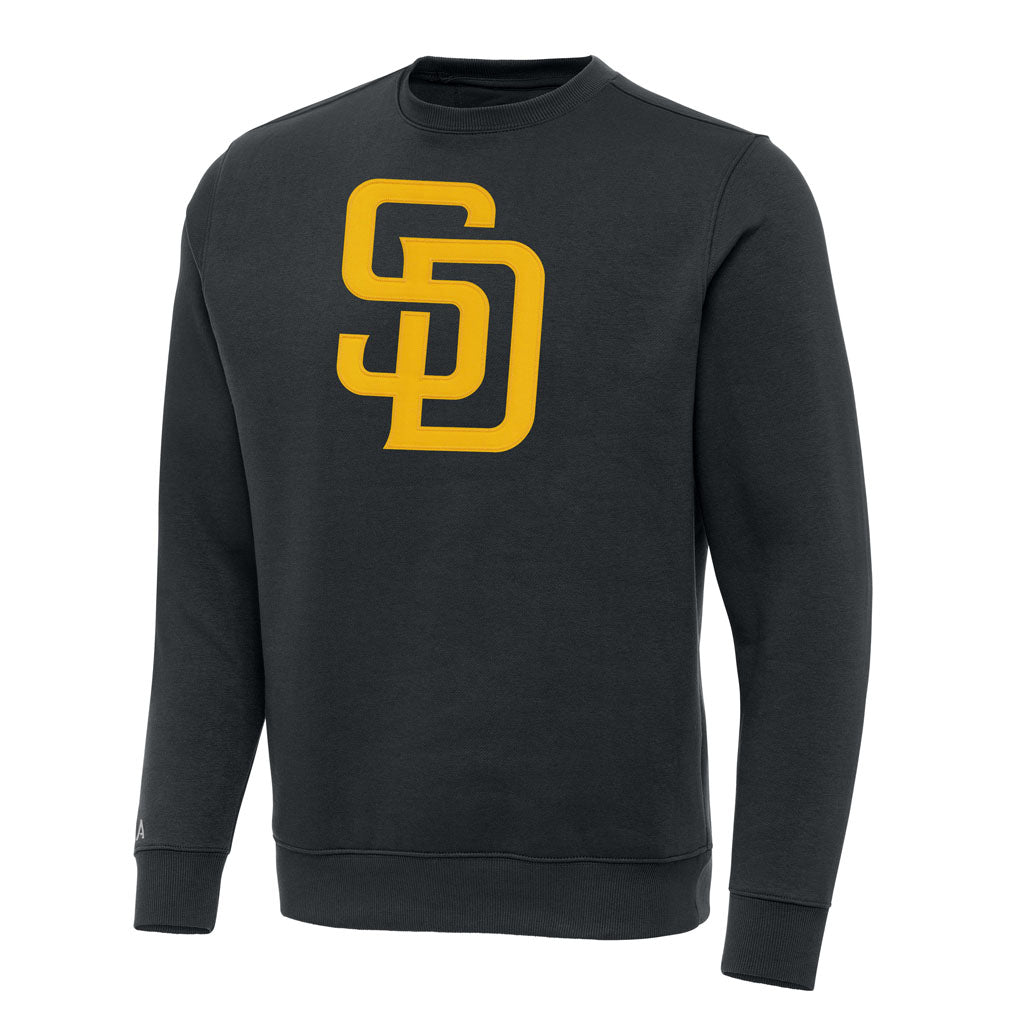 MLB San Diego Padres Antigua Full Front Victory Crewneck Sweater - Charcoal