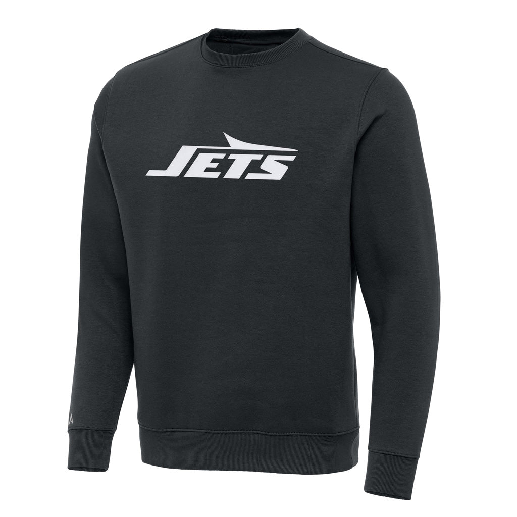 NFL New York Jets Antigua Full Front Victory Crewneck Sweater - Charcoal