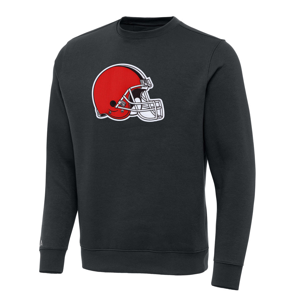 NFL Cleveland Browns Antigua Full Front Victory Crewneck Sweater - Charcoal
