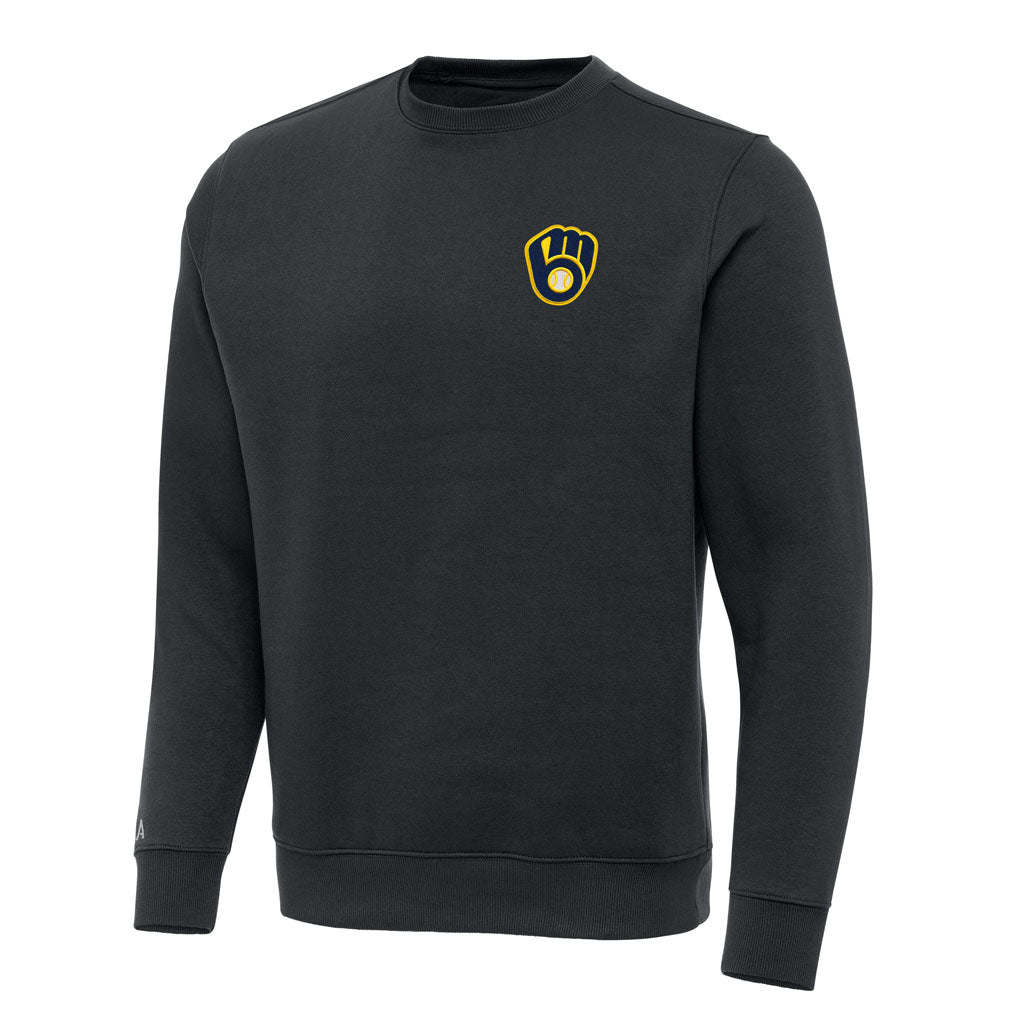 MLB Milwaukee Brewers Antigua Victory Crewneck Sweater - Charcoal