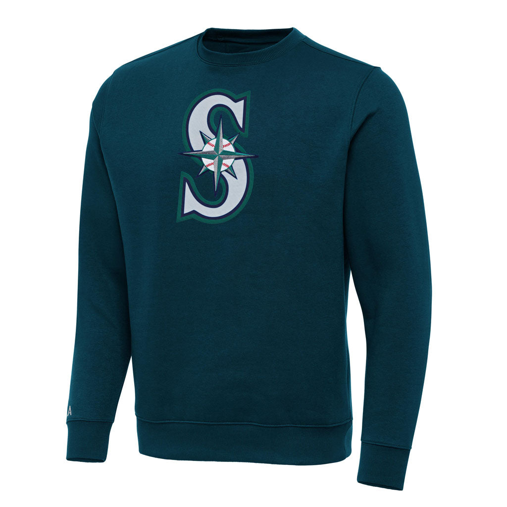 MLB Seattle Mariners Antigua Full Front Victory Crewneck Sweater - Teal