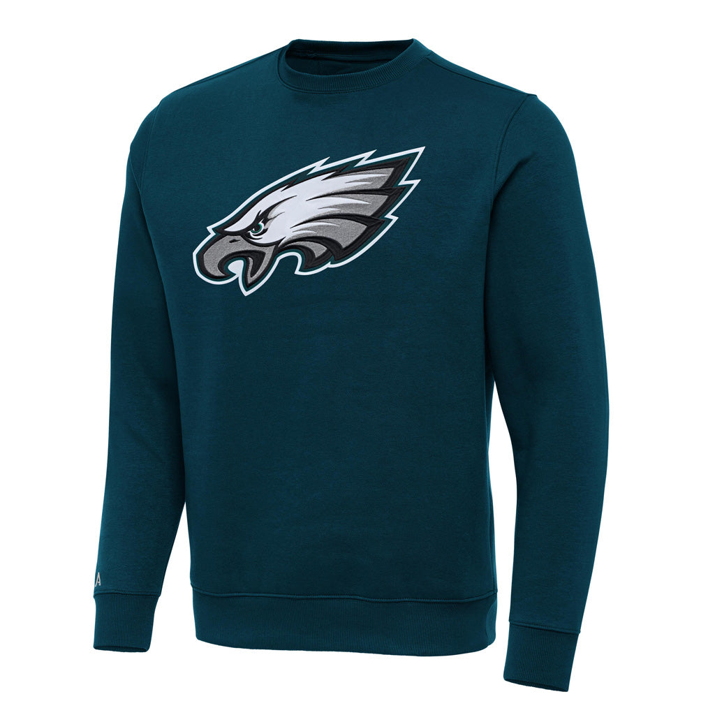 NFL Philadelphia Eagles Antigua Full Front Victory Crewneck Sweater - Teal