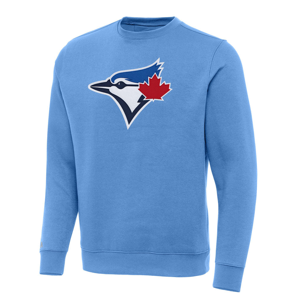 MLB Toronto Blue Jays Antigua Full Front Victory Crewneck Sweater - Light blue