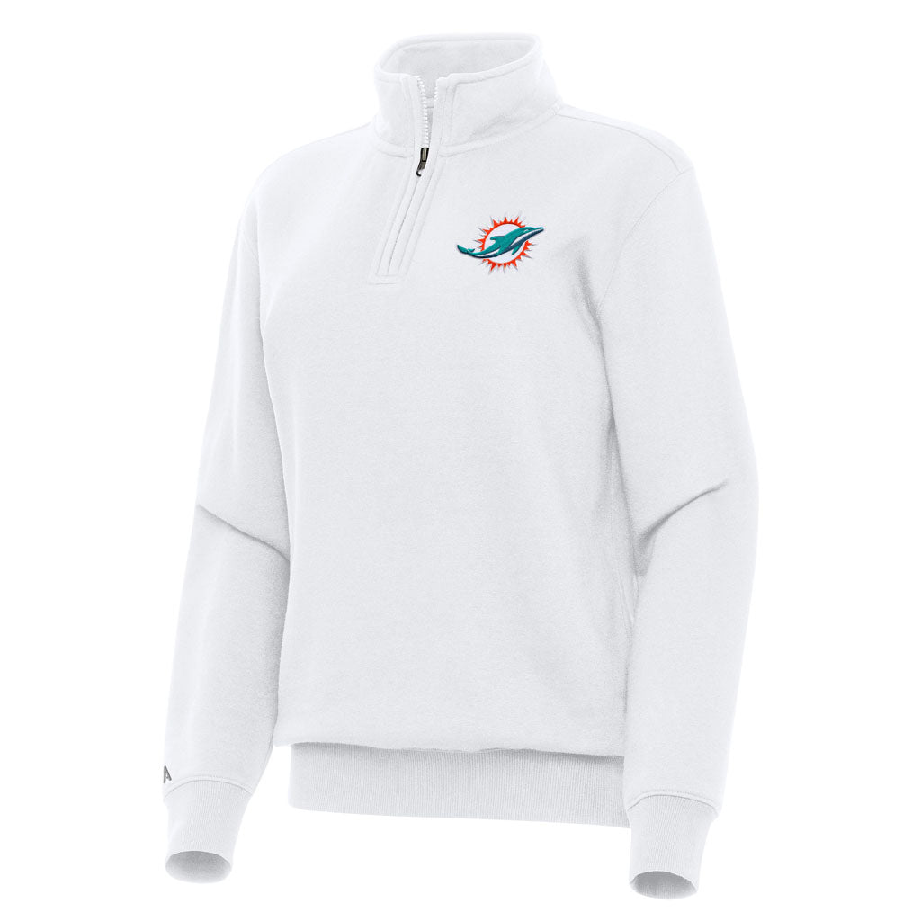 NFL Miami Dolphins Women's Antigua Victory 1/4 Zip Pullover Jacket - White