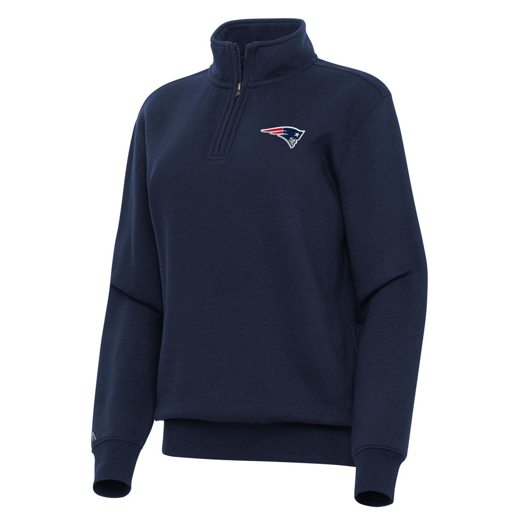 NFL New England Patriots Women's Antigua Victory 1/4 Zip Pullover Jacket - Navy