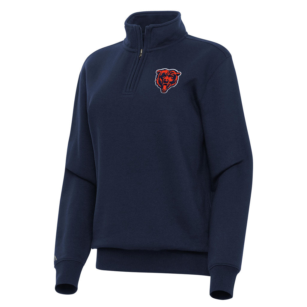 NFL Chicago Bears Women's Antigua Alternate Victory 1/4 Zip Pullover Jacket - Navy