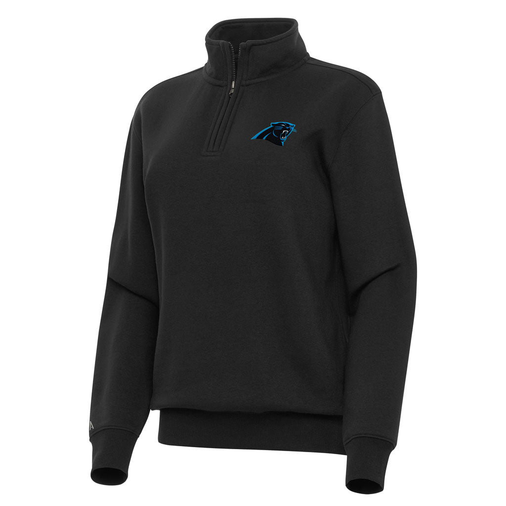 NFL Carolina Panthers Women's Antigua Victory 1/4 Zip Pullover Jacket - Black