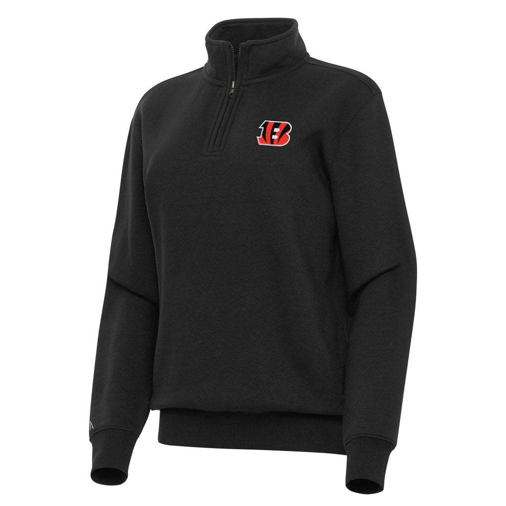 NFL Cincinnati Bengals Women's Antigua Victory 1/4 Zip Pullover Jacket - Black