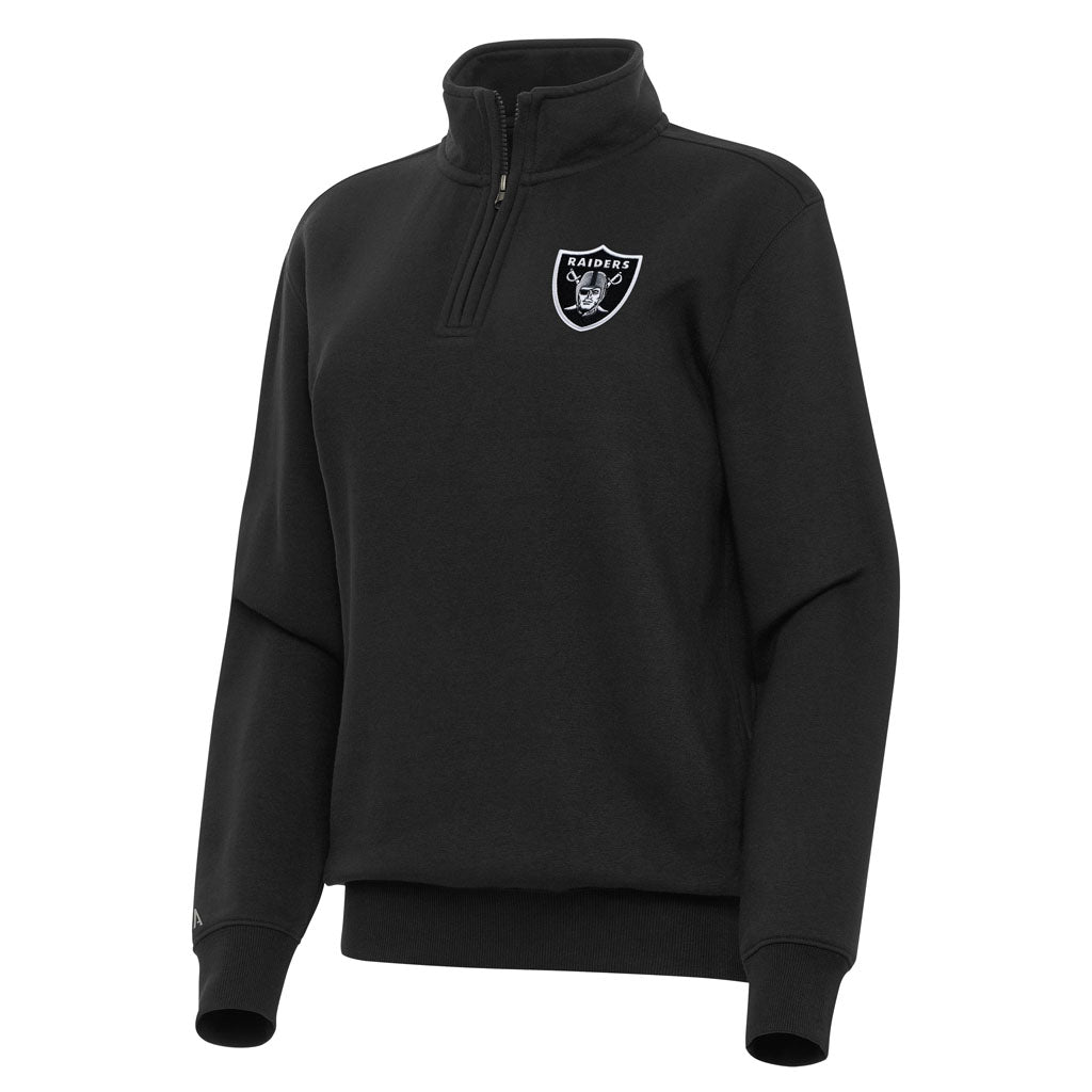 NFL Las Vegas Raiders Women's Antigua Victory 1/4 Zip Pullover Jacket - Black