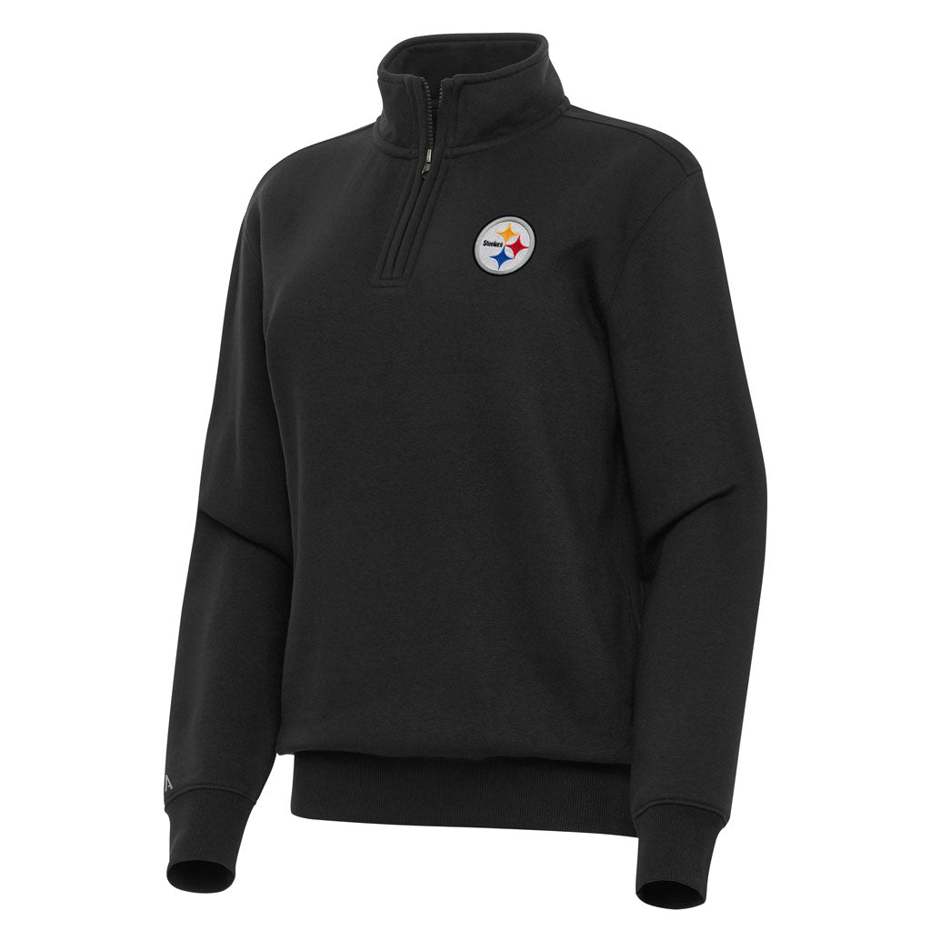 NFL Pittsburgh Steelers Women's Antigua Victory 1/4 Zip Pullover Jacket - Black