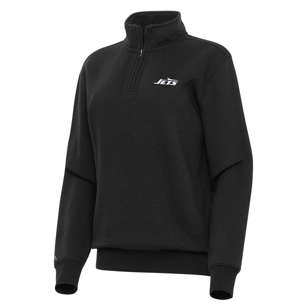 NFL New York Jets Women's Antigua Victory 1/4 Zip Pullover Jacket - Black