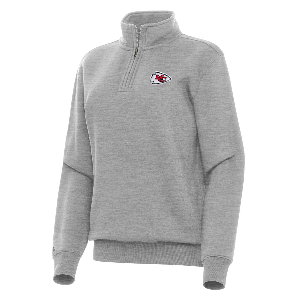 NFL Kansas City Chiefs Women's Antigua Victory 1/4 Zip Pullover Jacket - Heather gray