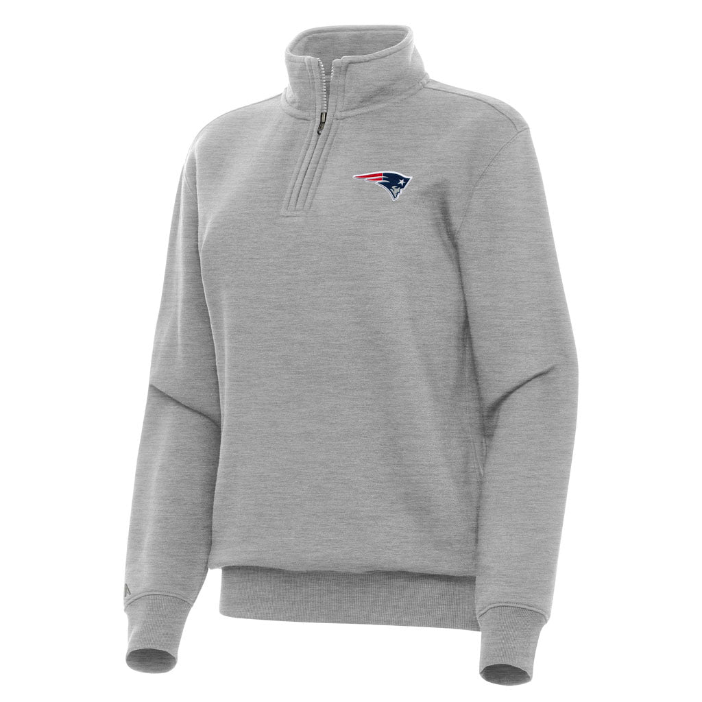 NFL New England Patriots Women's Antigua Victory 1/4 Zip Pullover Jacket - Heather gray