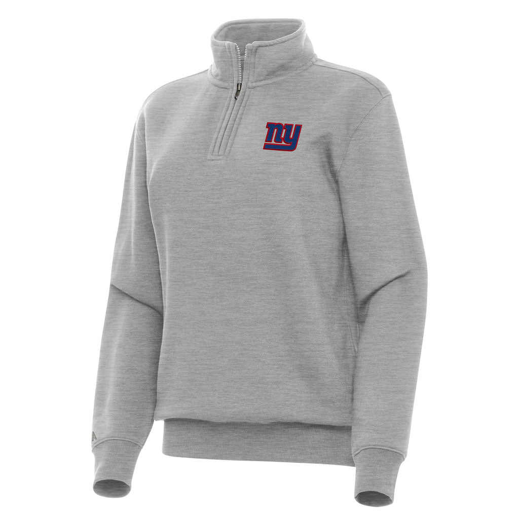 NFL New York Giants Women's Antigua Victory 1/4 Zip Pullover Jacket - Heather gray
