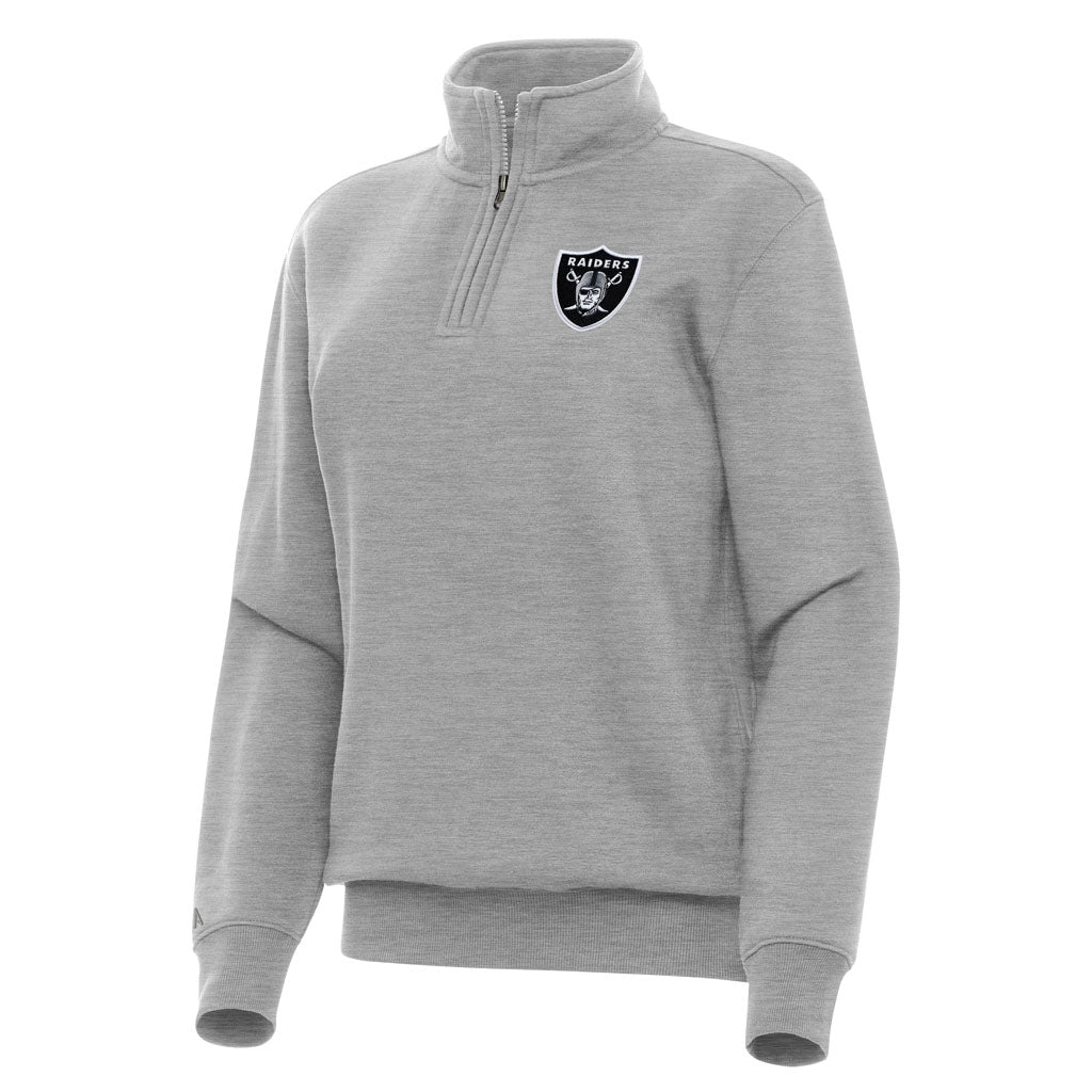 NFL Las Vegas Raiders Women's Antigua Victory 1/4 Zip Pullover Jacket - Heather gray