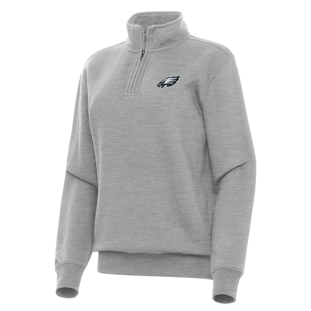 NFL Philadelphia Eagles Women's Antigua Victory 1/4 Zip Pullover Jacket - Heather gray