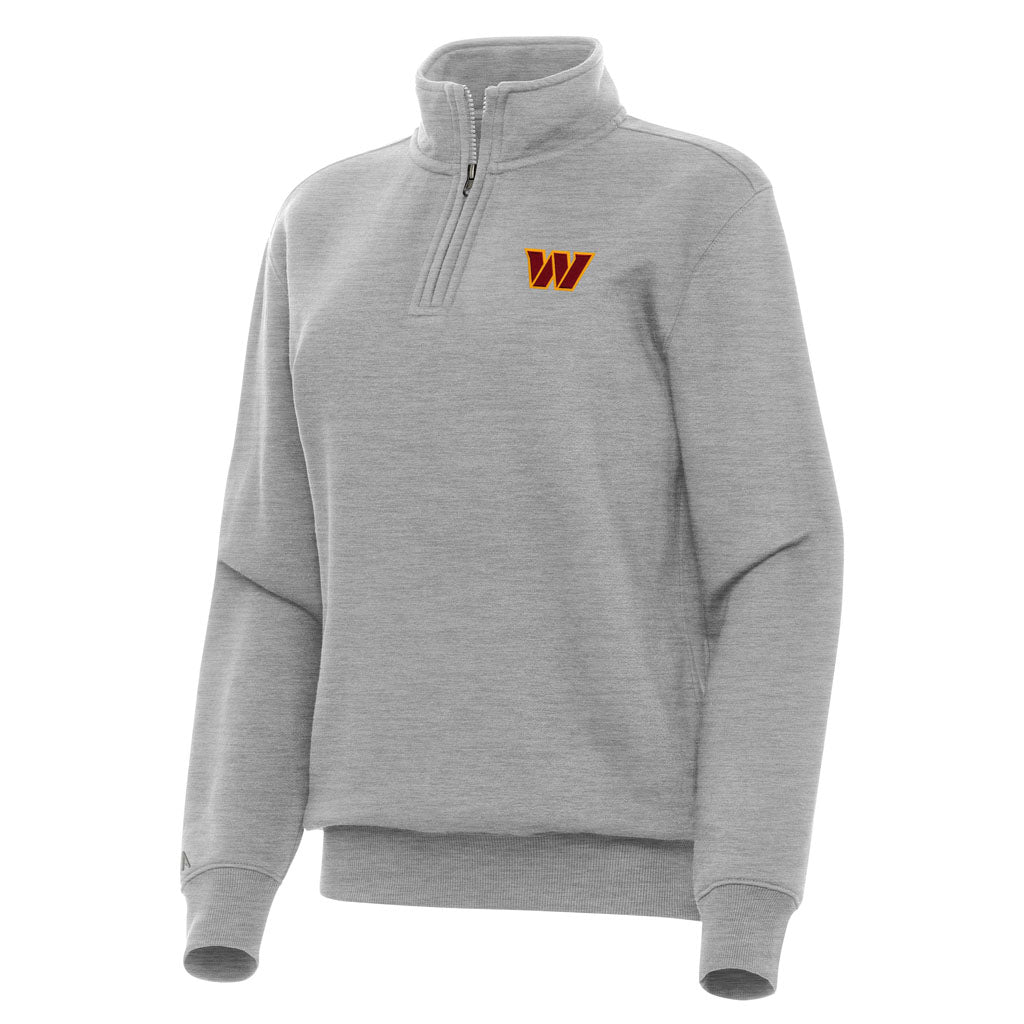 NFL Washington Commanders Women's Antigua Victory 1/4 Zip Pullover Jacket - Heather gray