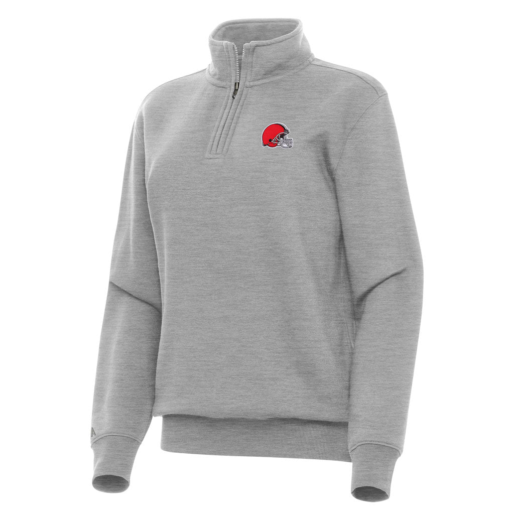 NFL Cleveland Browns Women's Antigua Victory 1/4 Zip Pullover Jacket - Heather gray