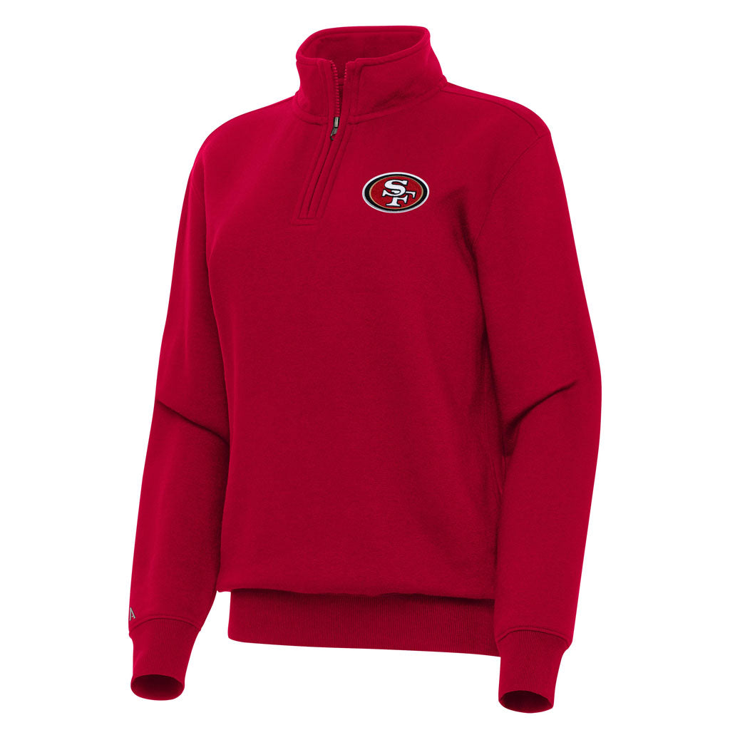 NFL San Francisco 49ers Women's Antigua Victory 1/4 Zip Pullover Jacket - Red