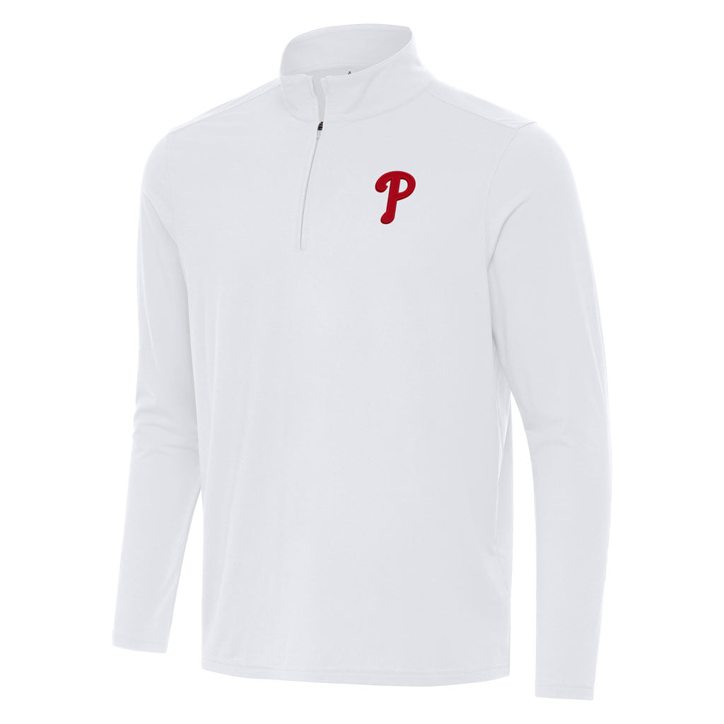 MLB Philadelphia Phillies Antigua Intent 1/4 Zip Pullover Jacket - White
