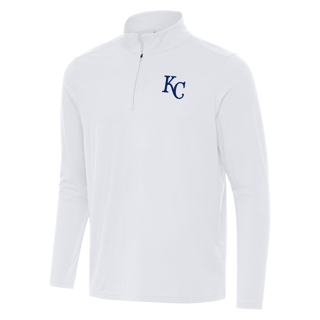 MLB Kansas City Royals Antigua Intent 1/4 Zip Pullover Jacket - White
