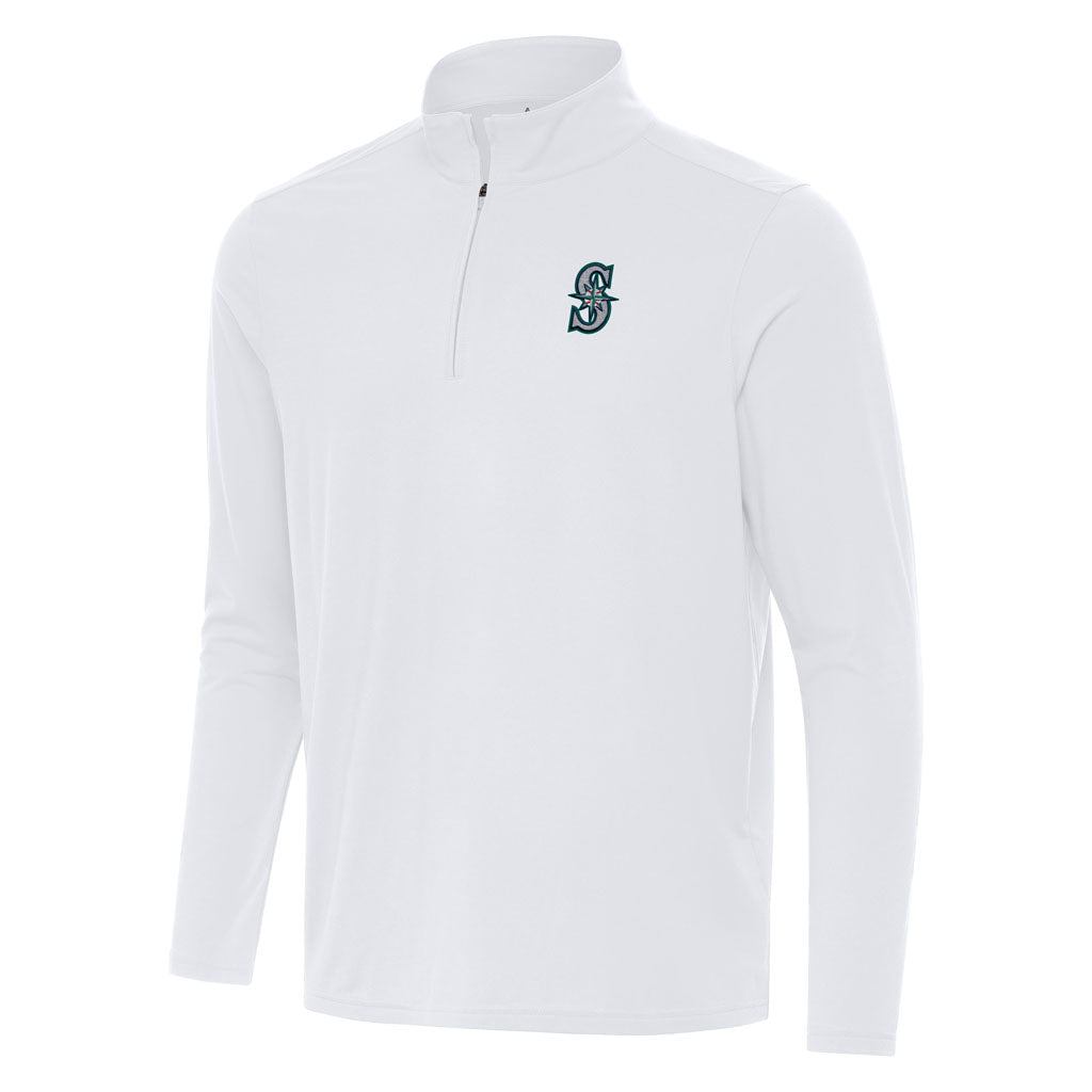 MLB Seattle Mariners Antigua Intent 1/4 Zip Pullover Jacket - White