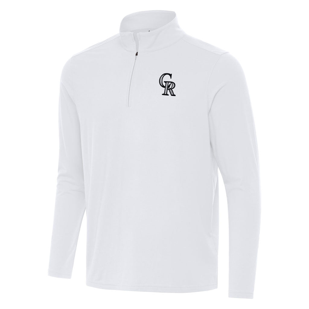 MLB Colorado Rockies Antigua Intent 1/4 Zip Pullover Jacket - White