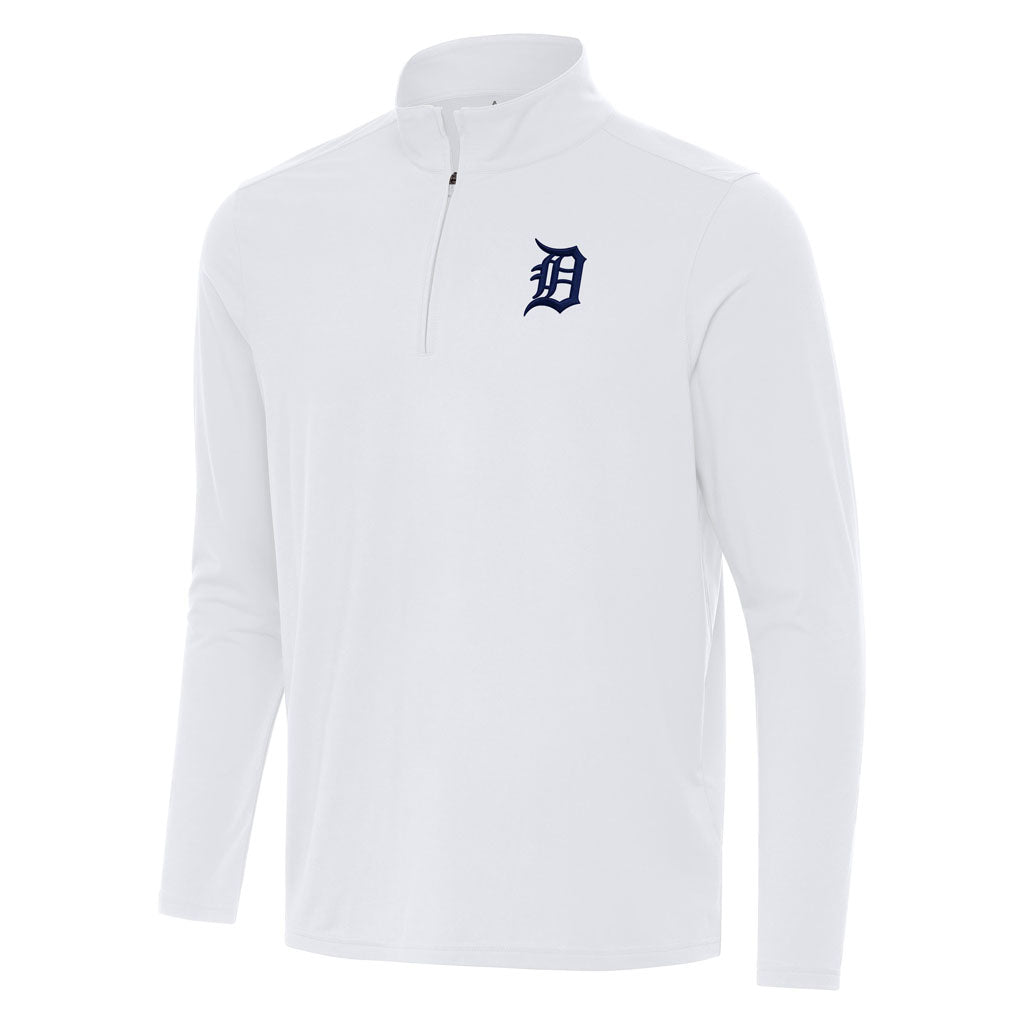 MLB Detroit Tigers Antigua Intent 1/4 Zip Pullover Jacket - White