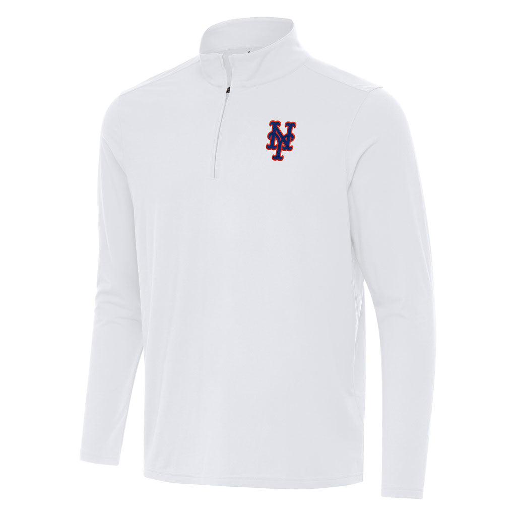 MLB New York Mets Antigua Intent 1/4 Zip Pullover Jacket - White