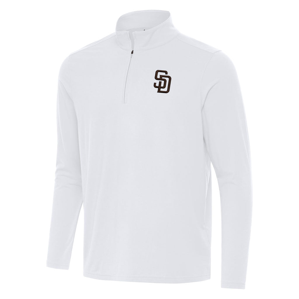MLB San Diego Padres Antigua Intent 1/4 Zip Pullover Jacket - White