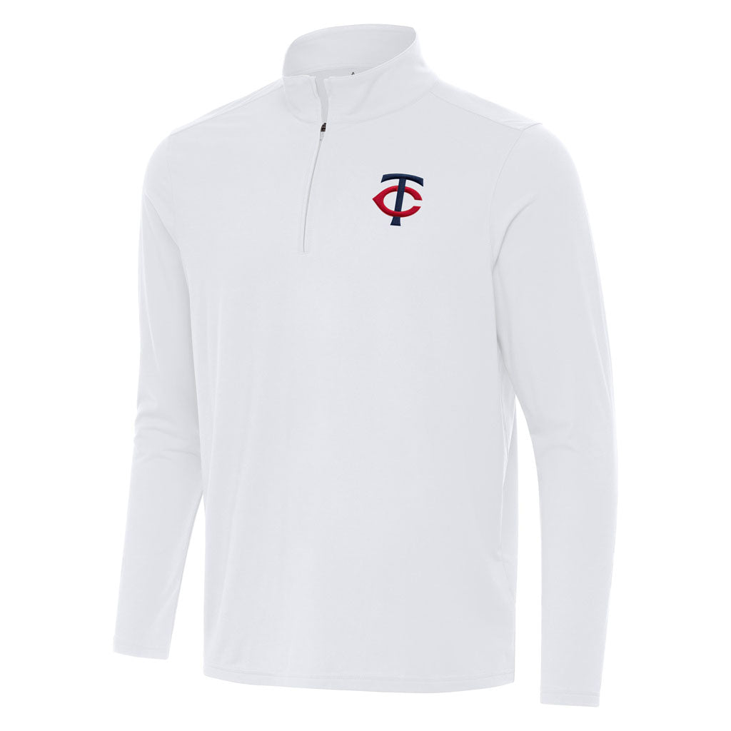 MLB Minnesota Twins Antigua Intent 1/4 Zip Pullover Jacket - White
