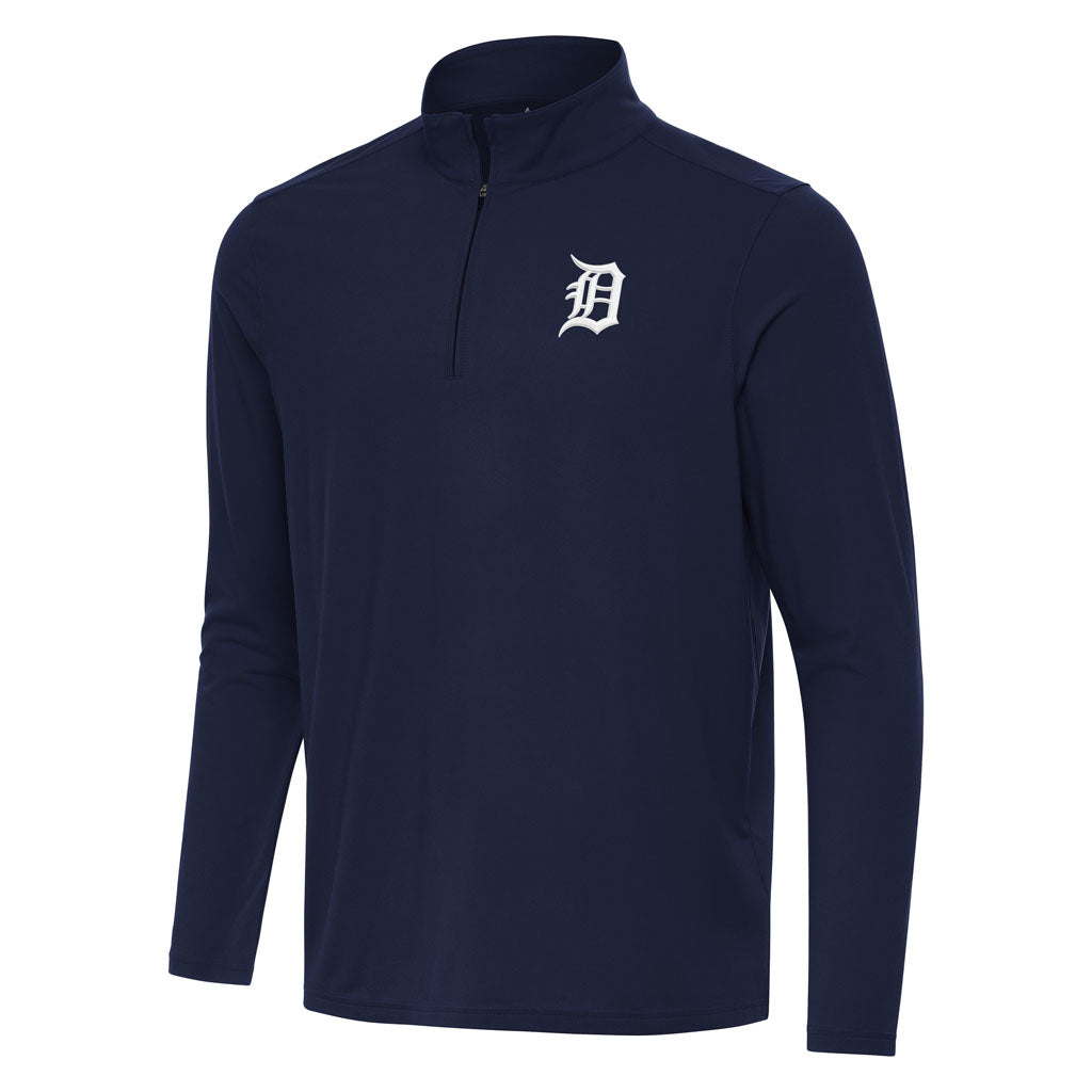 MLB Detroit Tigers Antigua Intent 1/4 Zip Pullover Jacket - Navy