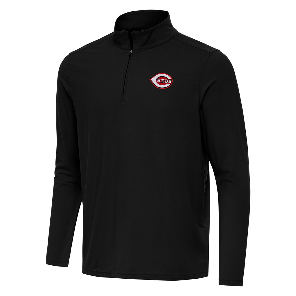 MLB Cincinnati Reds Antigua Intent 1/4 Zip Pullover Jacket - Black
