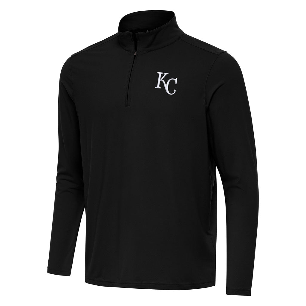 MLB Kansas City Royals Antigua Intent 1/4 Zip Pullover Jacket - Black