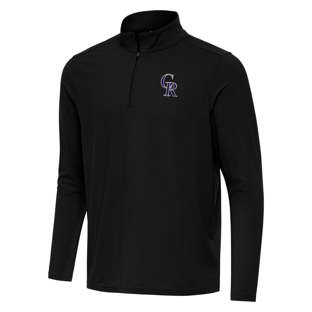 MLB Colorado Rockies Antigua Intent 1/4 Zip Pullover Jacket - Black