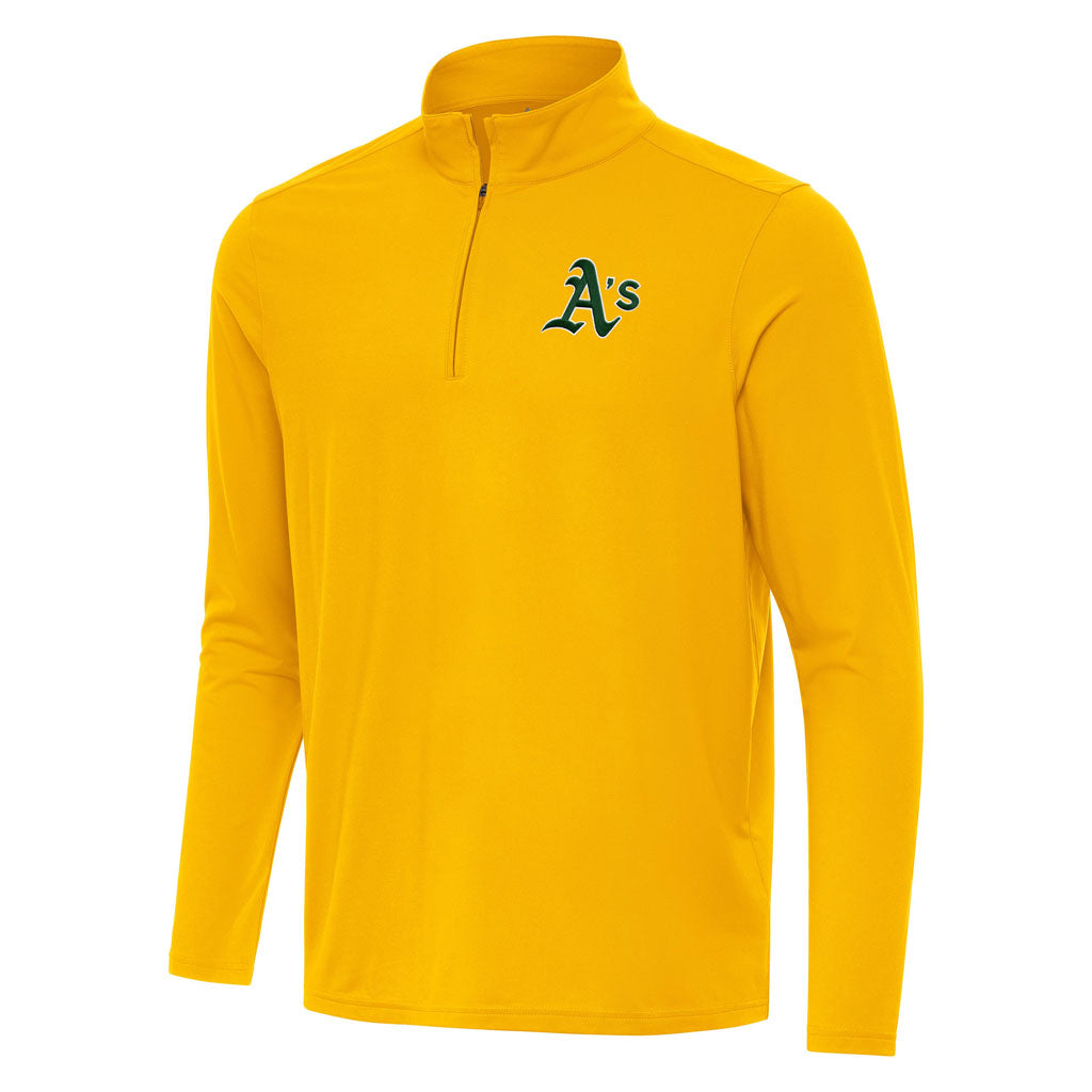 MLB Athletics Antigua Intent 1/4 Zip Pullover Jacket - Gold