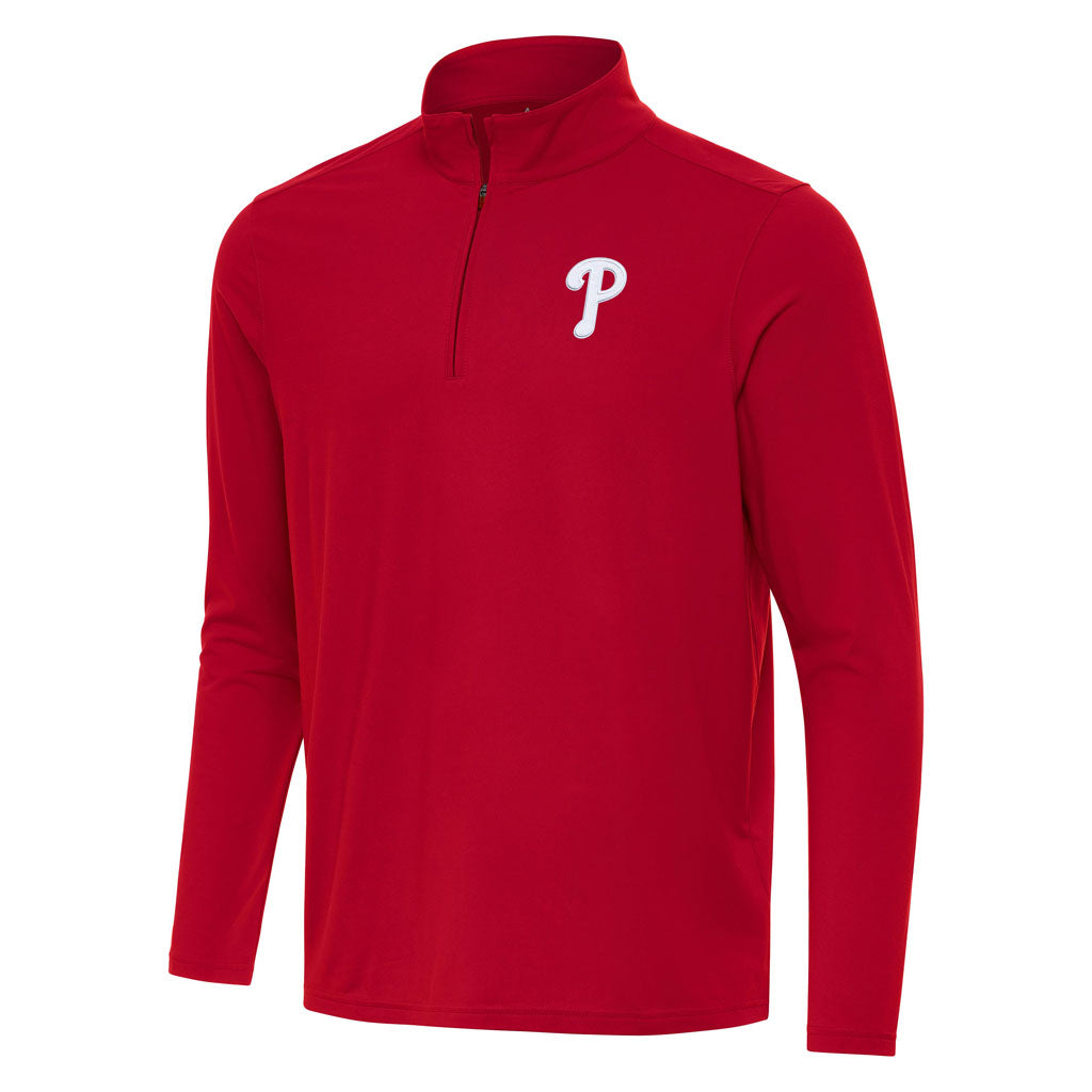 MLB Philadelphia Phillies Antigua Intent 1/4 Zip Pullover Jacket - Red