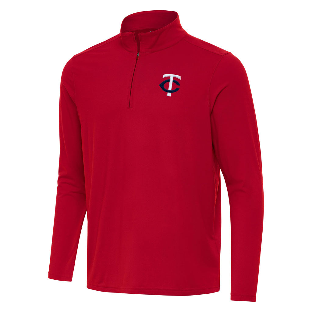 MLB Minnesota Twins Antigua Intent 1/4 Zip Pullover Jacket - Red