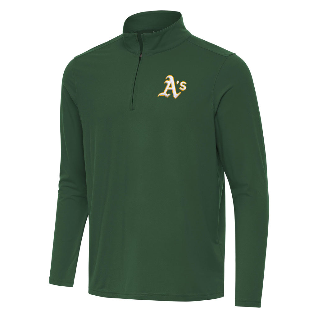 MLB Athletics Antigua Intent 1/4 Zip Pullover Jacket - Green