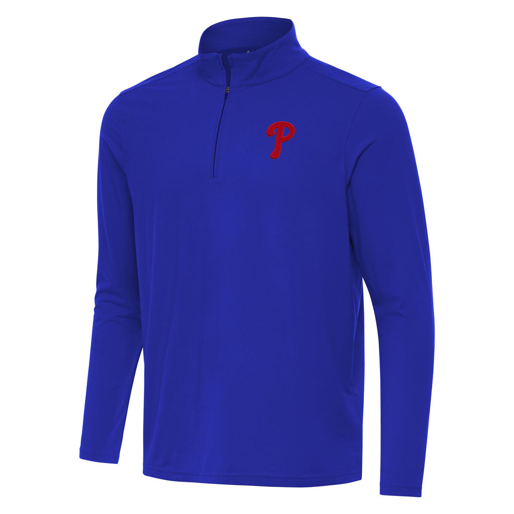MLB Philadelphia Phillies Antigua Intent 1/4 Zip Pullover Jacket - Blue