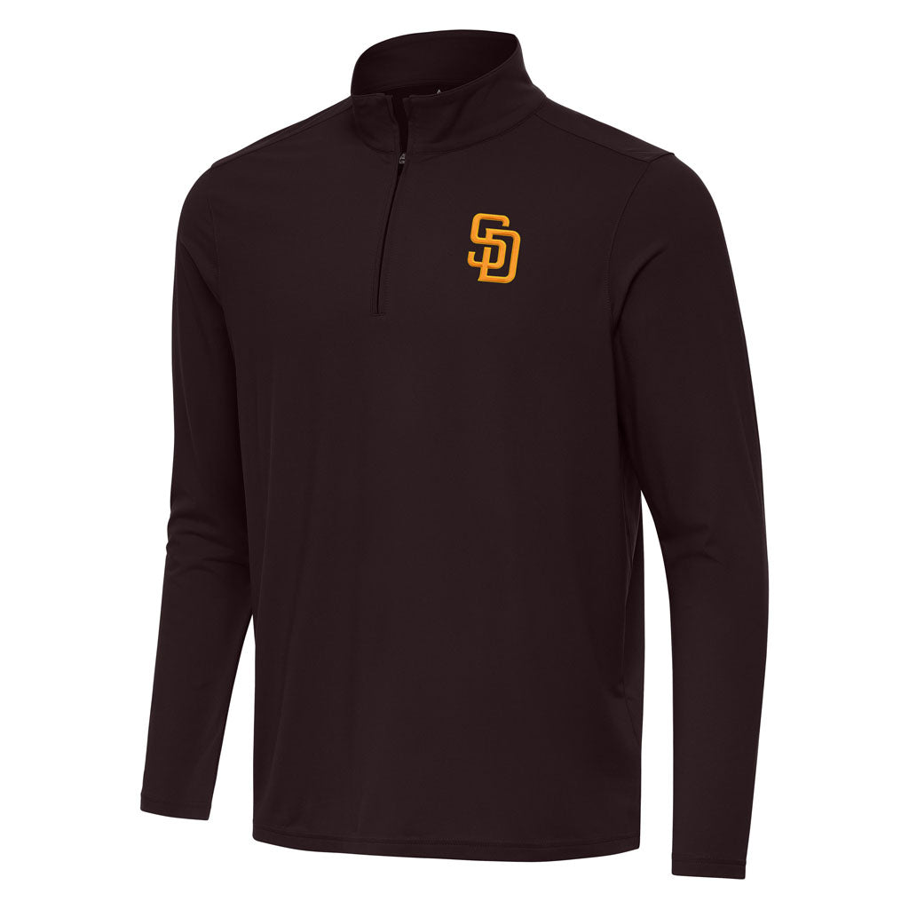 MLB San Diego Padres Antigua Intent 1/4 Zip Pullover Jacket - Brown