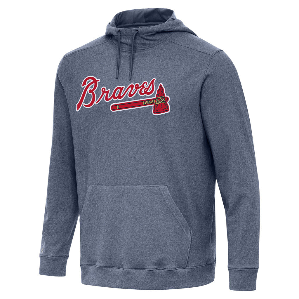 MLB Atlanta Braves Antigua Full Front Cloud Pullover Hoodie - Navy