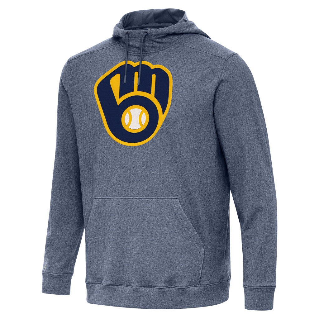 MLB Milwaukee Brewers Antigua Full Front Cloud Pullover Hoodie - Navy