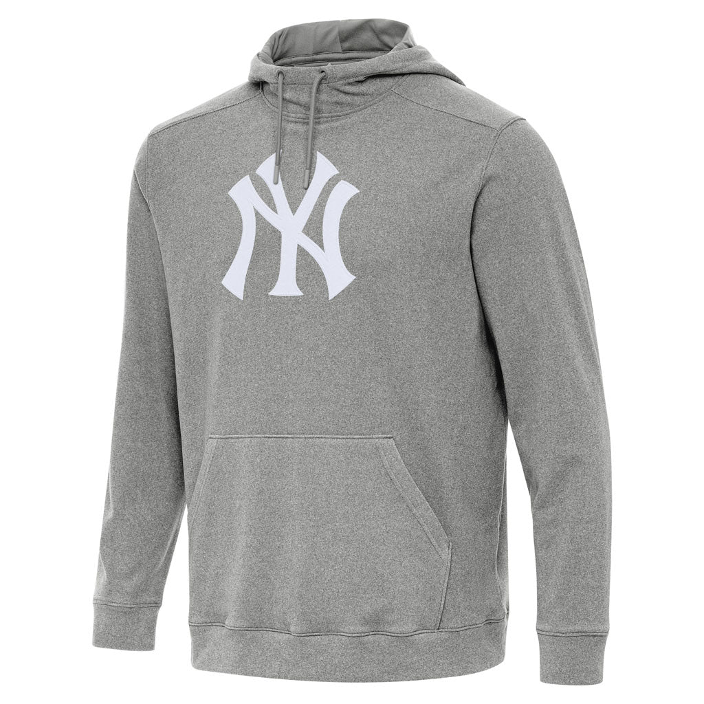 MLB New York Yankees Antigua Full Front Cloud Pullover Hoodie - Heather black