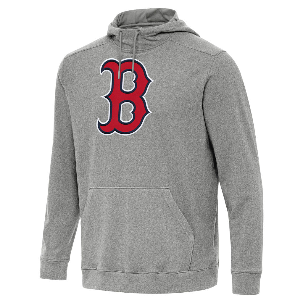 MLB Boston Red Sox Antigua Full Front Cloud Pullover Hoodie - Heather black