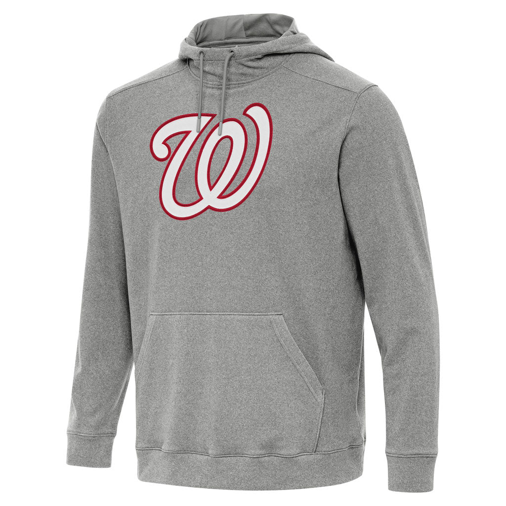MLB Washington Nationals Antigua Full Front Cloud Pullover Hoodie - Heather black