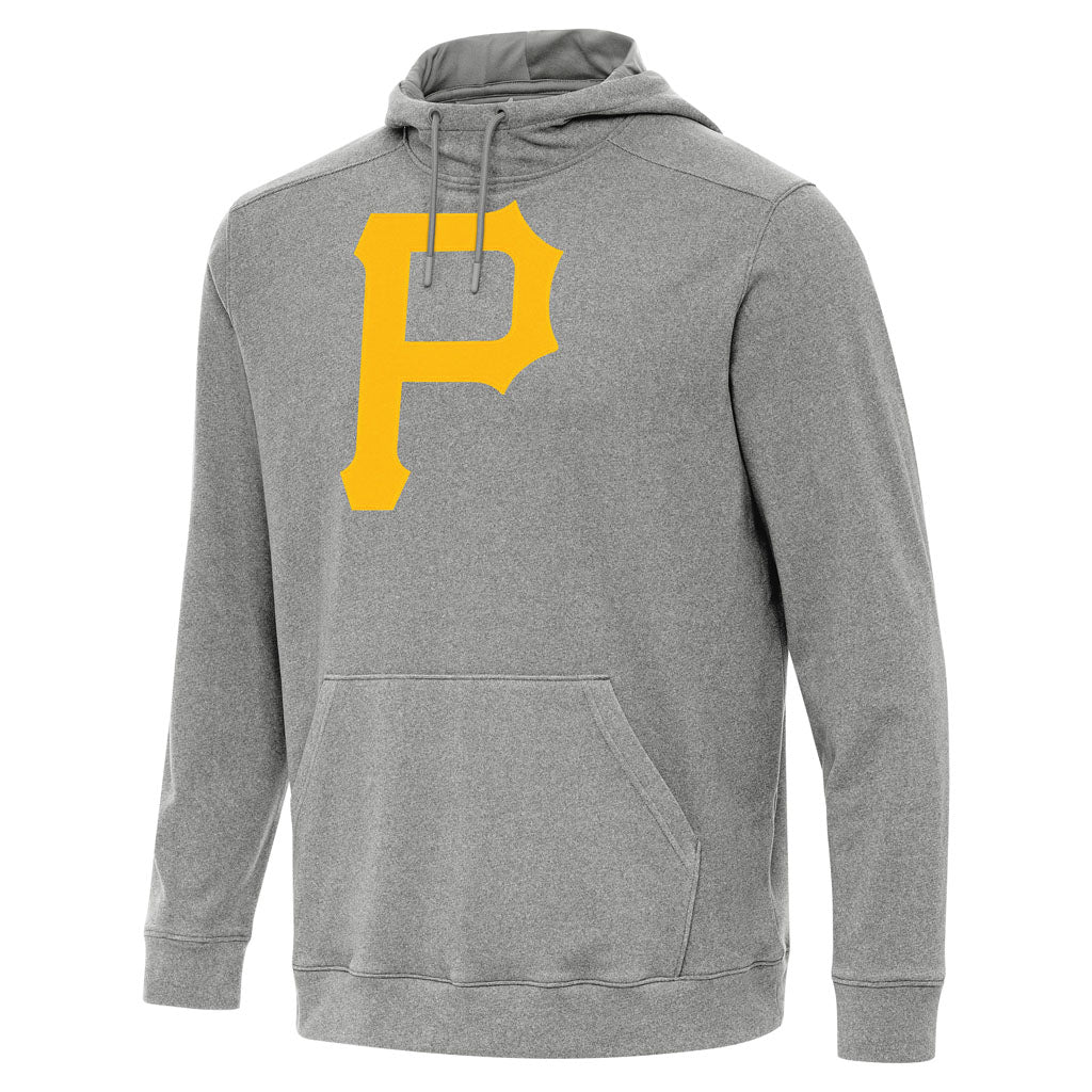 MLB Pittsburgh Pirates Antigua Full Front Cloud Pullover Hoodie - Heather black