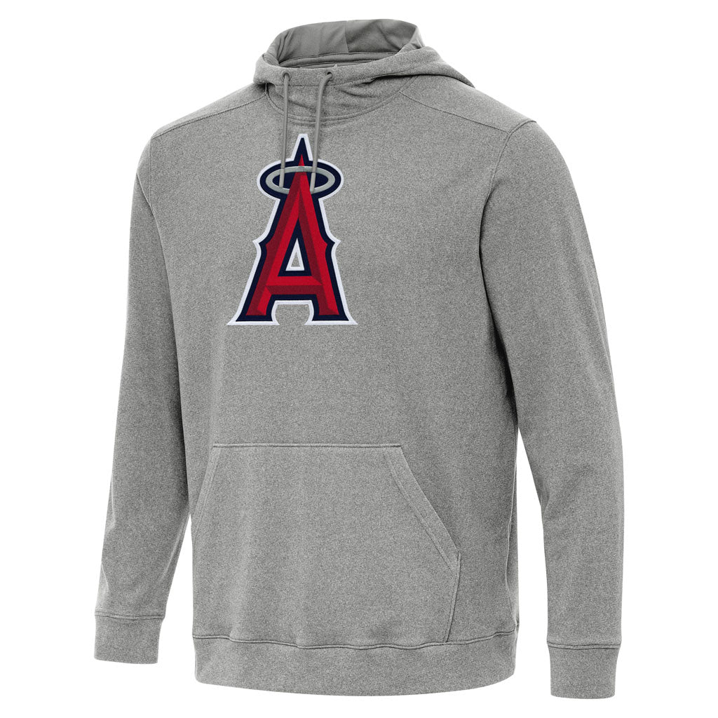 MLB Los Angeles Angels Antigua Full Front Cloud Pullover Hoodie - Heather black